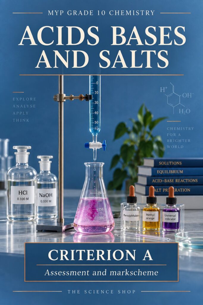 MYP Grade 10 Chemistry Criterion A: Acids Bases and Salts Assessment cover