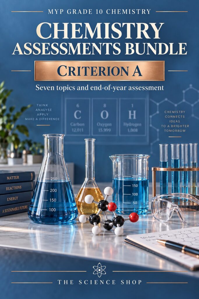 MYP Grade 10 Chemistry Criterion A Assessments Bundle cover