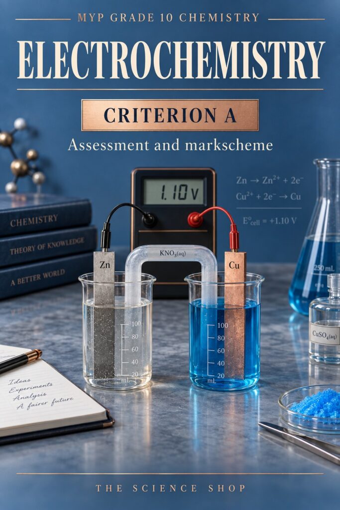 MYP Grade 10 Chemistry Criterion A: Electrochemistry Assessment cover