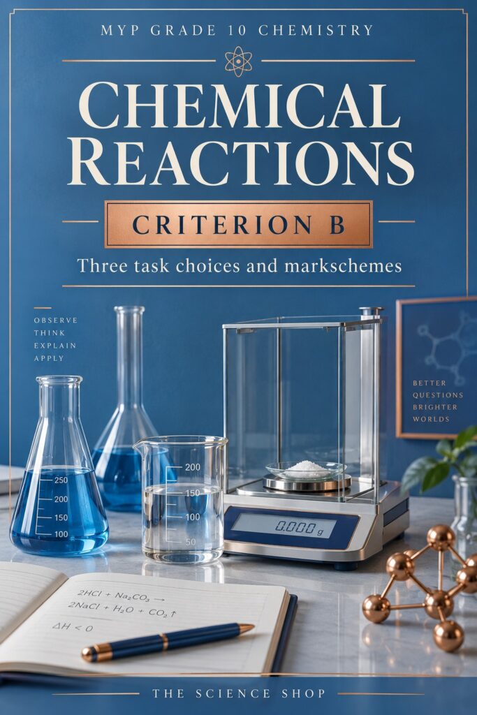 MYP Grade 10 Chemistry Criterion B: Chemical Reactions Assessment Pack cover