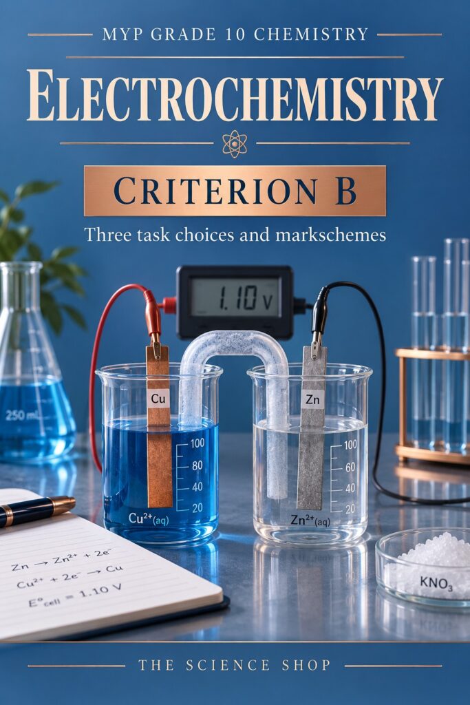 MYP Grade 10 Chemistry Criterion B: Electrochemistry Assessment Pack cover