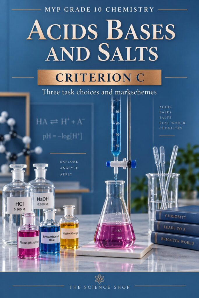 MYP Grade 10 Chemistry Criterion C: Acids Bases and Salts Assessment Pack cover