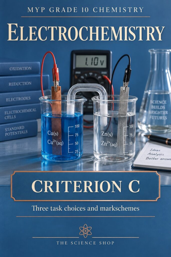 MYP Grade 10 Chemistry Criterion C: Electrochemistry Assessment Pack cover