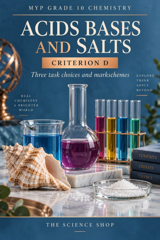 MYP Grade 10 Chemistry Criterion D: Acids Bases and Salts Assessment Pack cover
