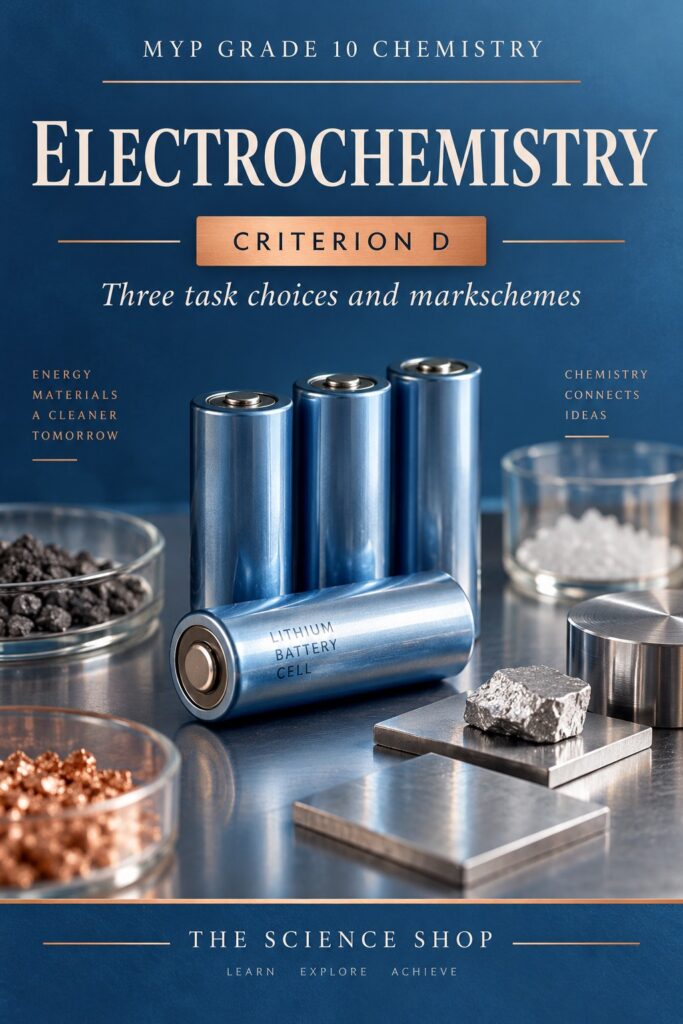 MYP Grade 10 Chemistry Criterion D: Electrochemistry Assessment Pack cover