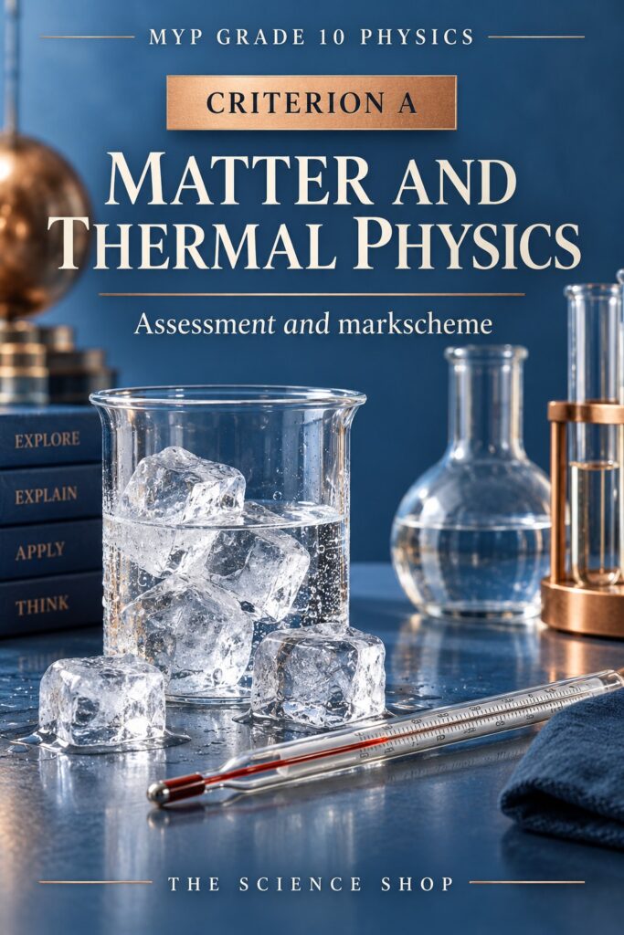 MYP Grade 10 Physics Criterion A: Matter and Thermal Physics Assessment cover