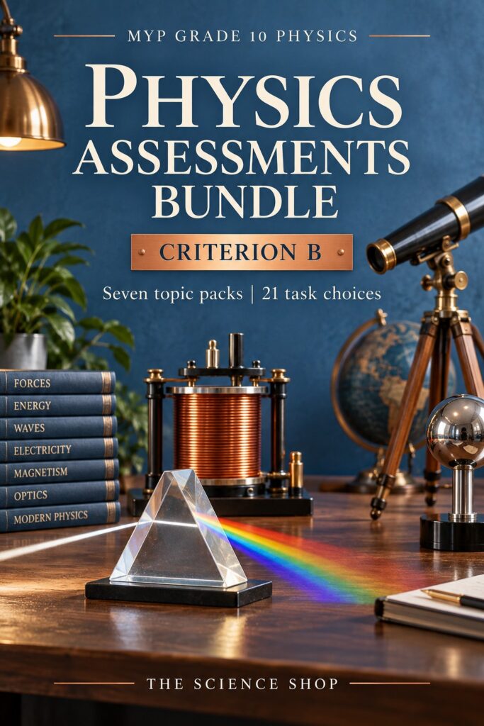 MYP Grade 10 Physics Criterion B: Complete Assessments Bundle cover