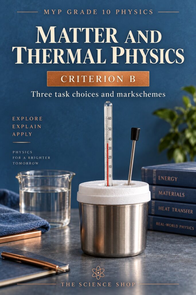 MYP Grade 10 Physics Criterion B: Matter and Thermal Physics Assessment Pack cover