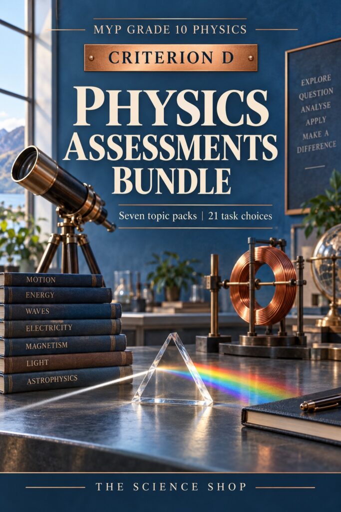 MYP Grade 10 Physics Criterion D: Complete Assessments Bundle cover