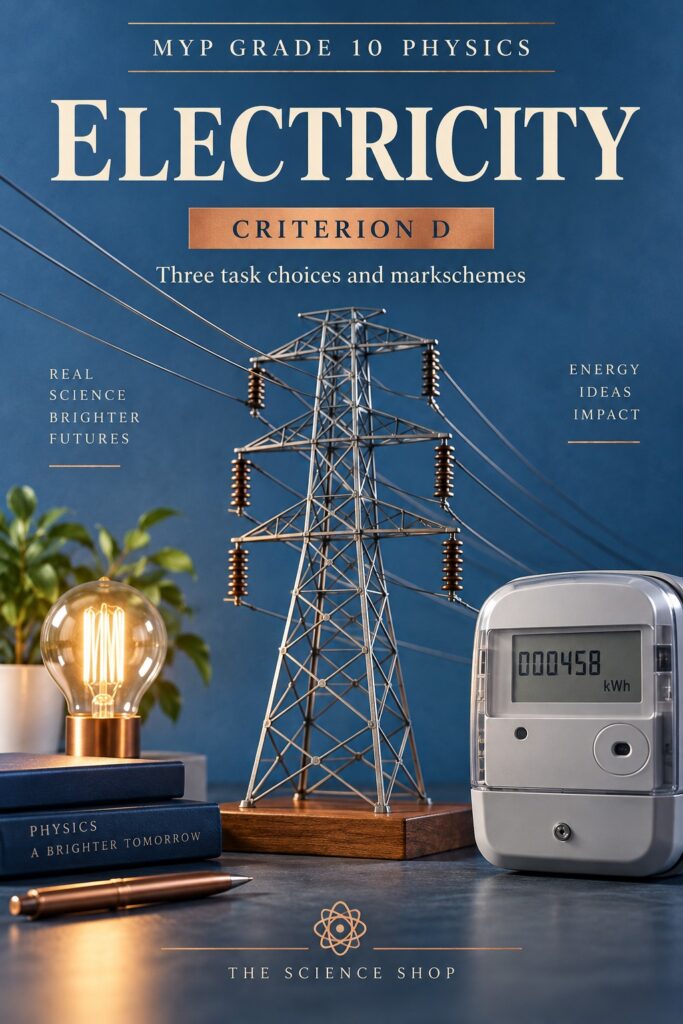 MYP Grade 10 Physics Criterion D: Electricity Assessment Pack cover