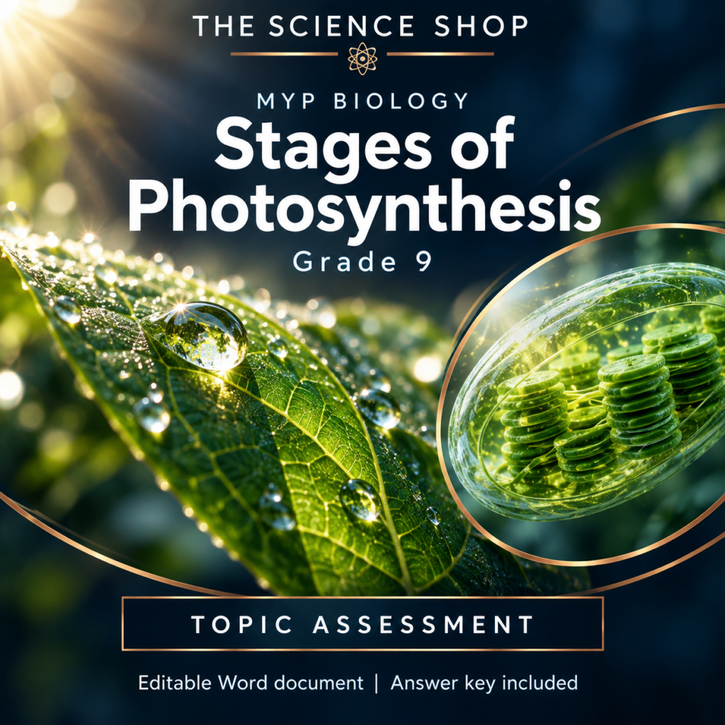 MYP Grade 9 Biology Stages of Photosynthesis | Topic Assessment cover