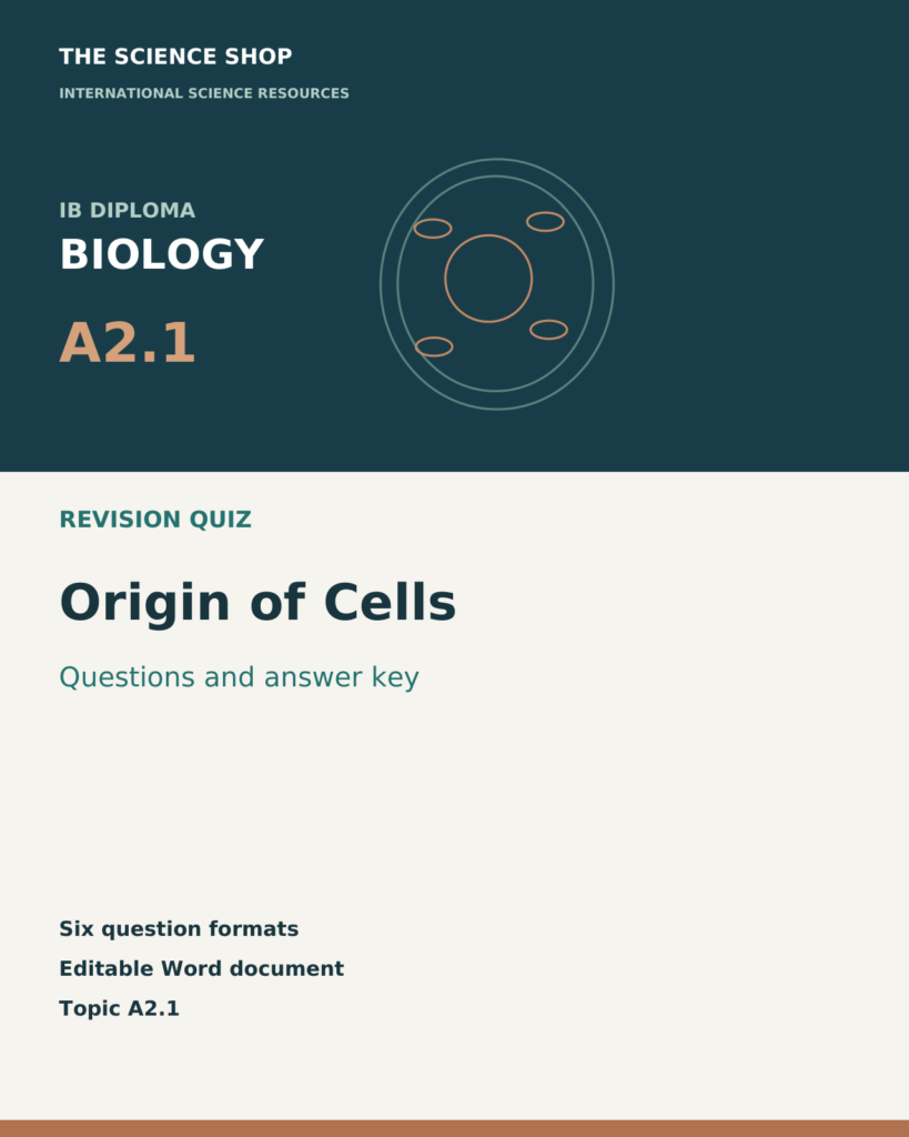 IB DP Biology A2.1 Origin of Cells | Revision Quiz cover