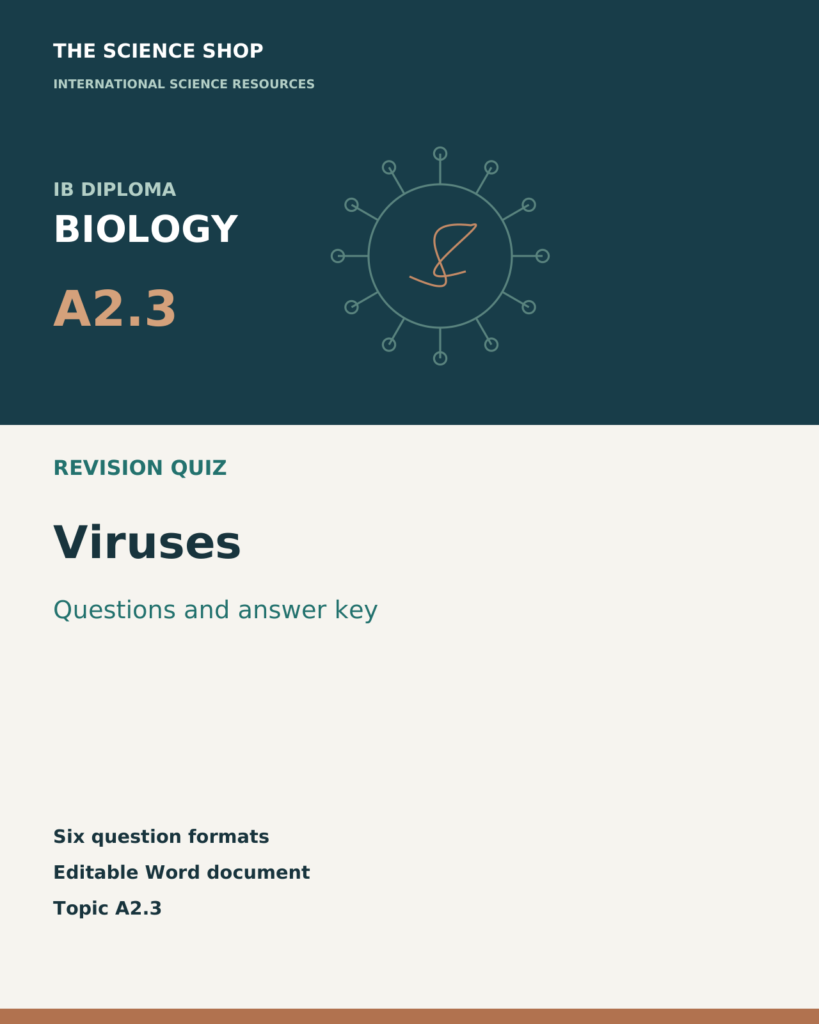 IB DP Biology A2.3 Viruses | Revision Quiz cover