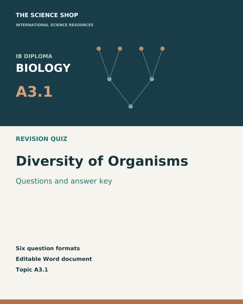 IB DP Biology A3.1 Diversity of Organisms | Revision Quiz cover