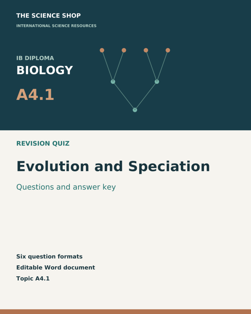 IB DP Biology A4.1 Evolution and Speciation | Revision Quiz cover