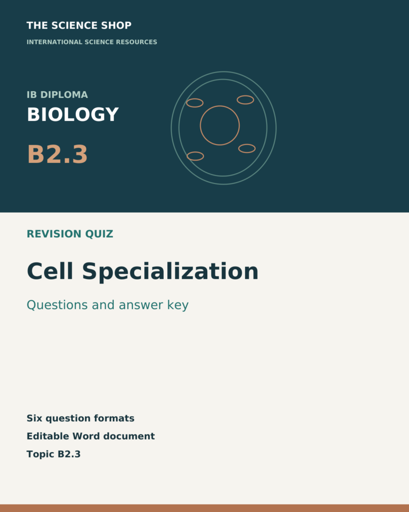 IB DP Biology B2.3 Cell Specialization | Revision Quiz cover
