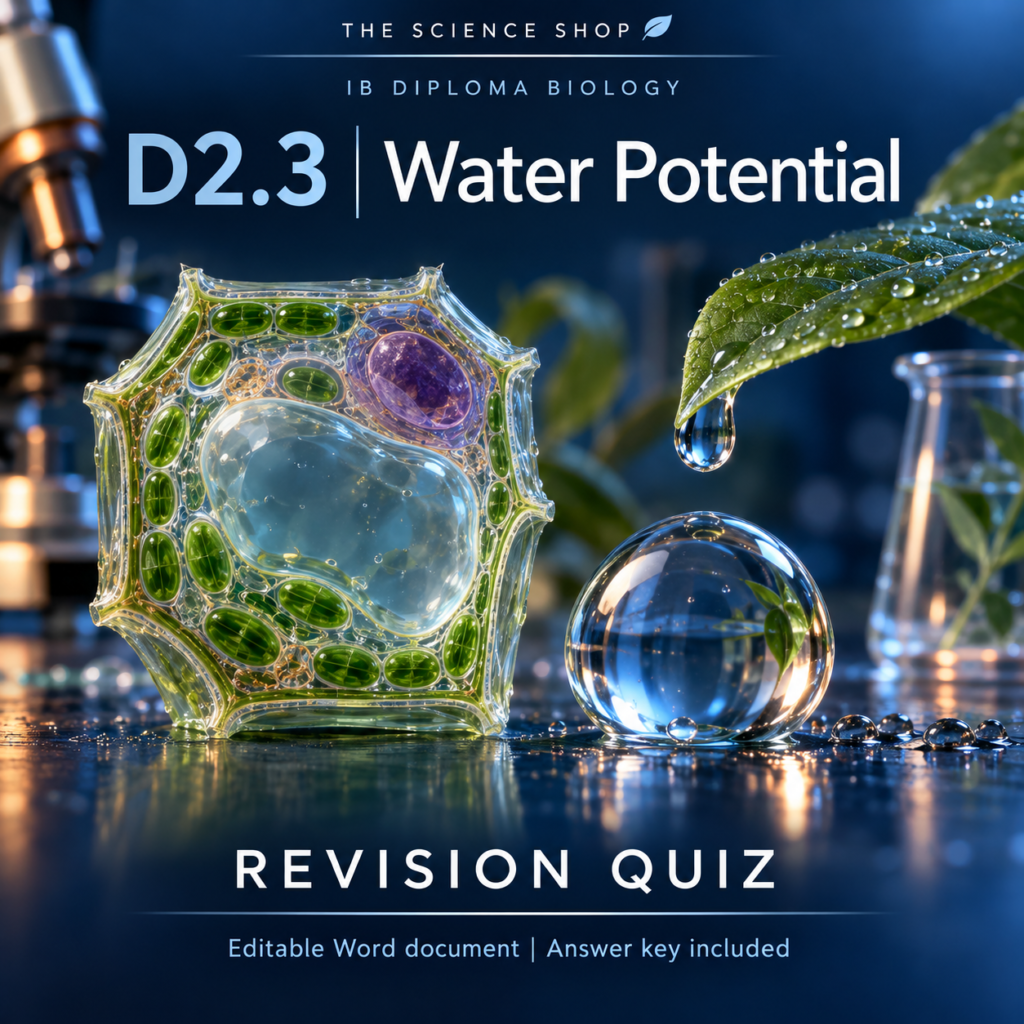IB DP Biology D2.3 Water Potential | Revision Quiz cover