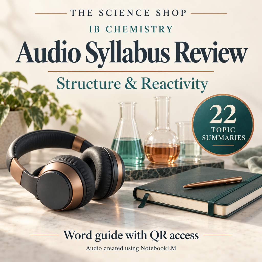 IB Chemistry Audio Syllabus Review cover; audio created using NotebookLM