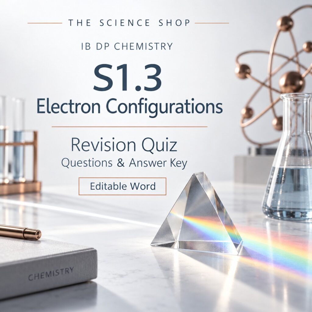 S1.3 Electron Configurations revision quiz cover