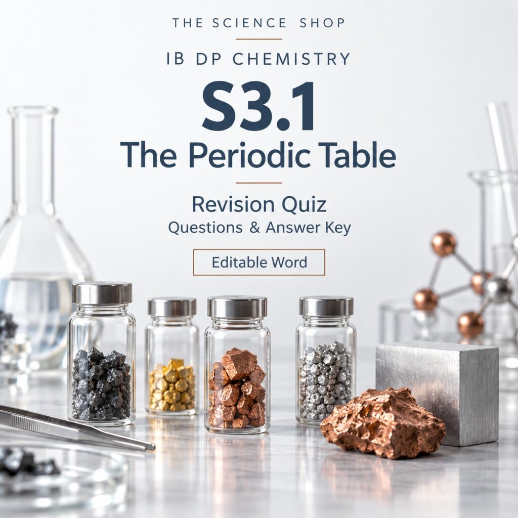 S3.1 The Periodic Table revision quiz cover