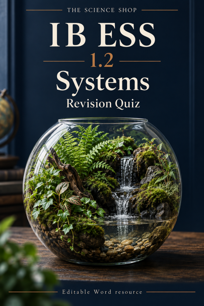 IB ESS 1.2 Systems Revision Quiz with Answers cover