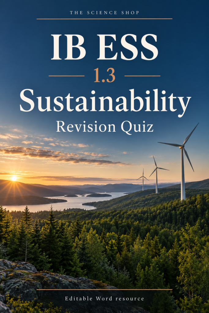IB ESS 1.3 Sustainability Revision Quiz with Answers cover