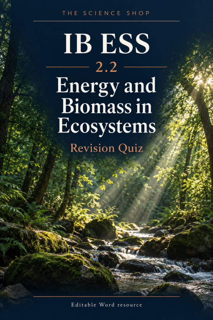 IB ESS 2.2 Energy and Biomass in Ecosystems Revision Quiz with Answers cover