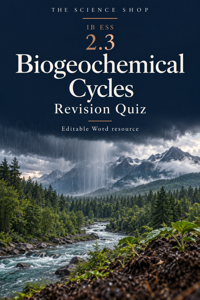 IB ESS 2.3 Biogeochemical Cycles Revision Quiz with Answers cover