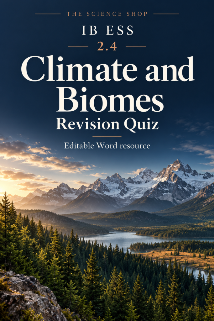 IB ESS 2.4 Climate and Biomes Revision Quiz with Answers cover