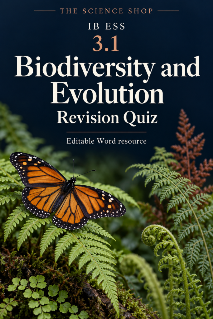 IB ESS 3.1 Biodiversity and Evolution Revision Quiz with Answers cover