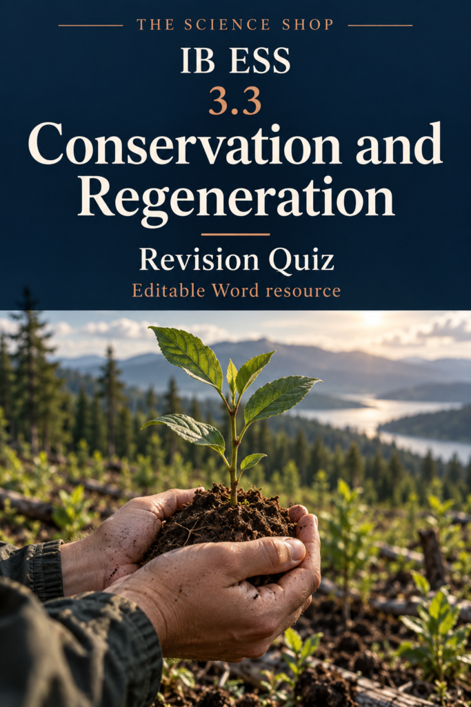 IB ESS 3.3 Conservation and Regeneration Revision Quiz with Answers cover