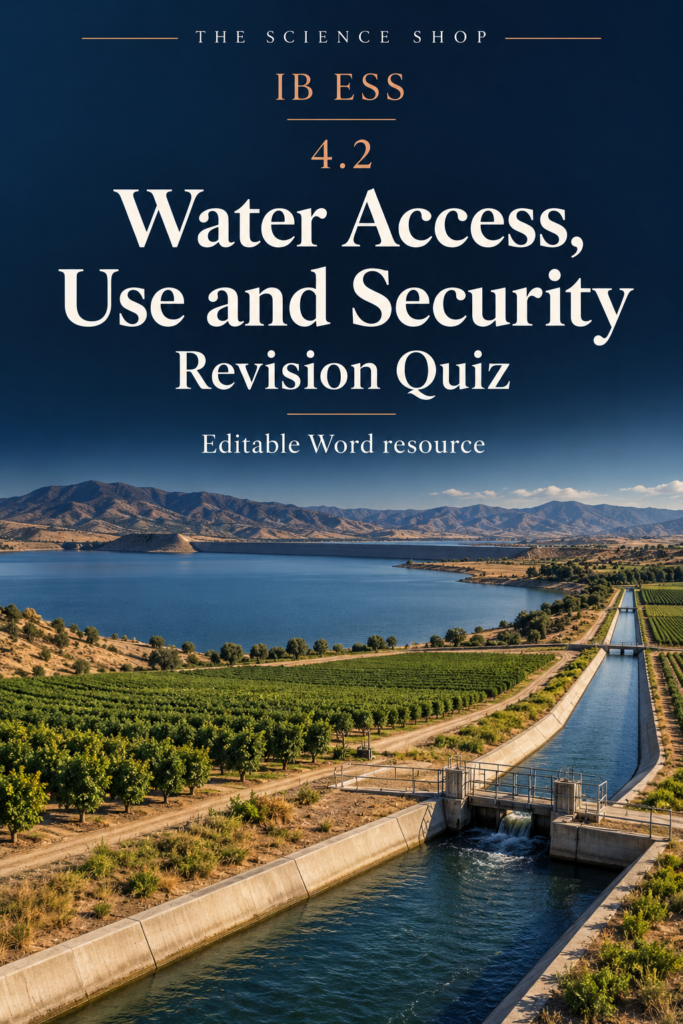 IB ESS 4.2 Water Access, Use and Security Revision Quiz with Answers cover