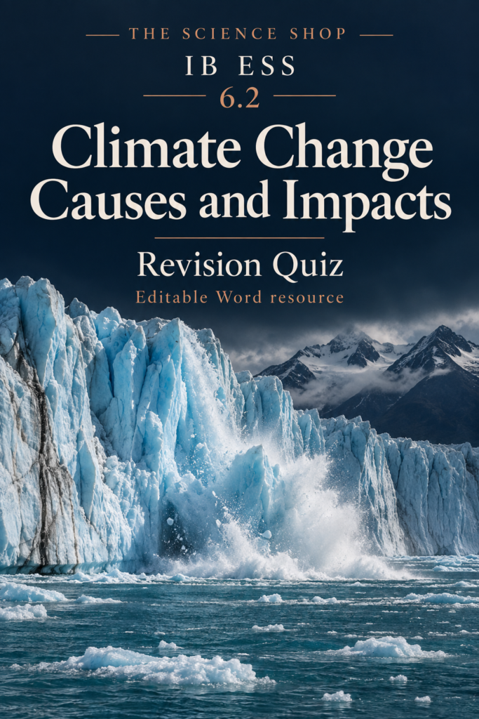 IB ESS 6.2 Climate Change Causes and Impacts Revision Quiz with Answers cover