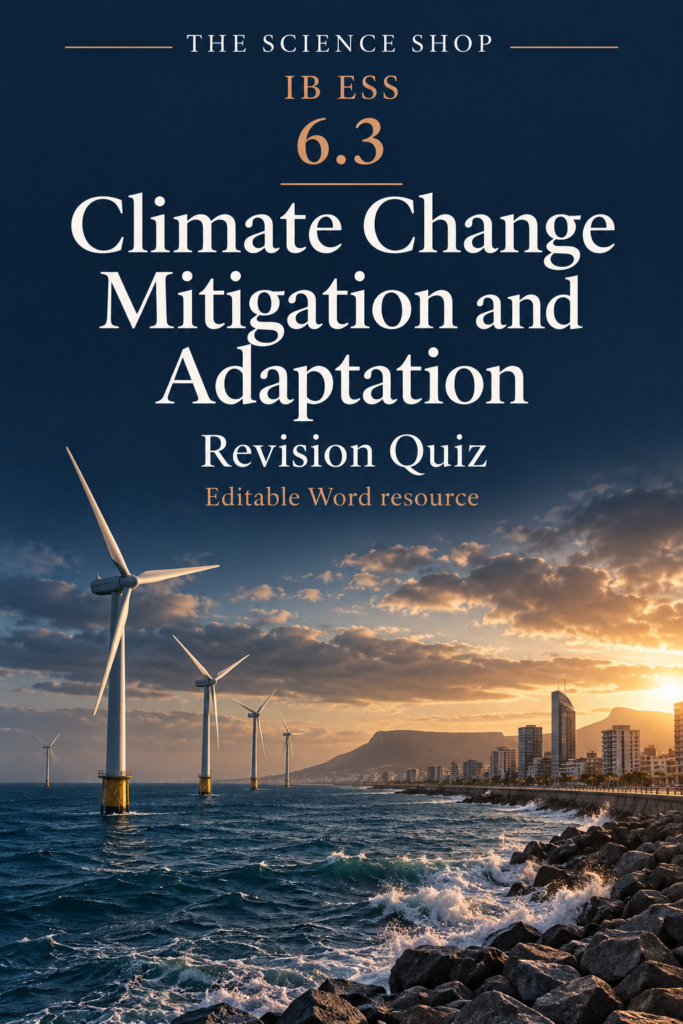 IB ESS 6.3 Climate Change Mitigation and Adaptation Revision Quiz with Answers cover