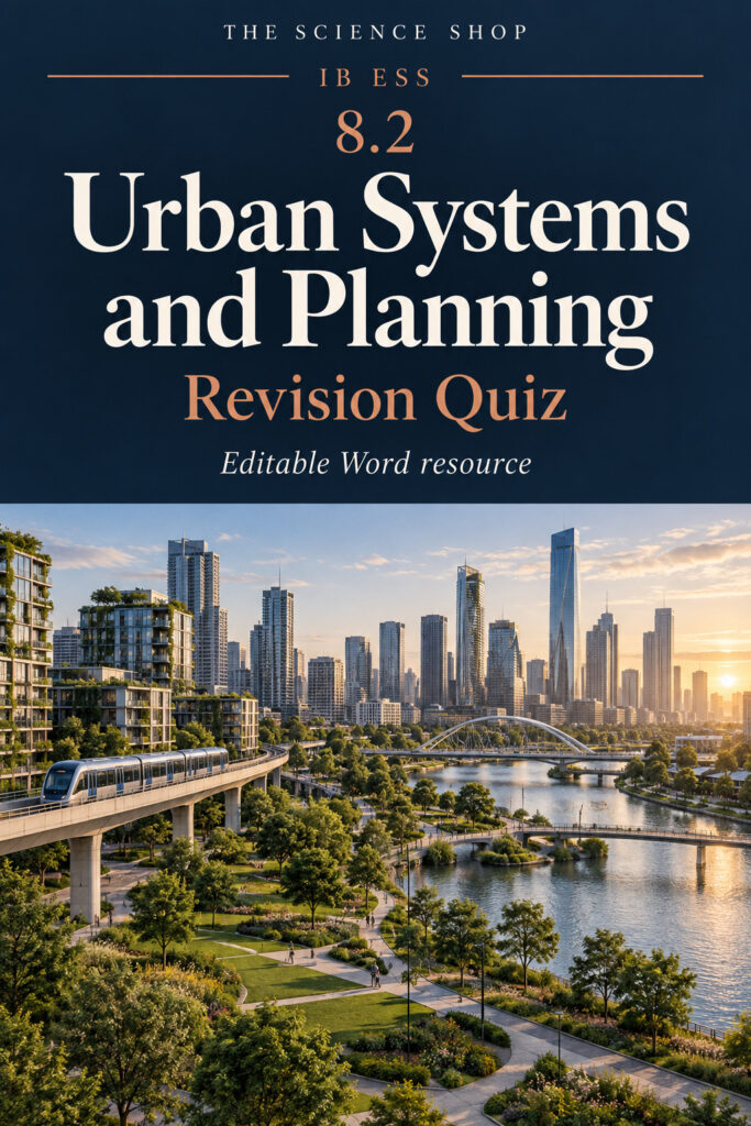 IB ESS 8.2 Urban Systems and Planning Revision Quiz with Answers cover