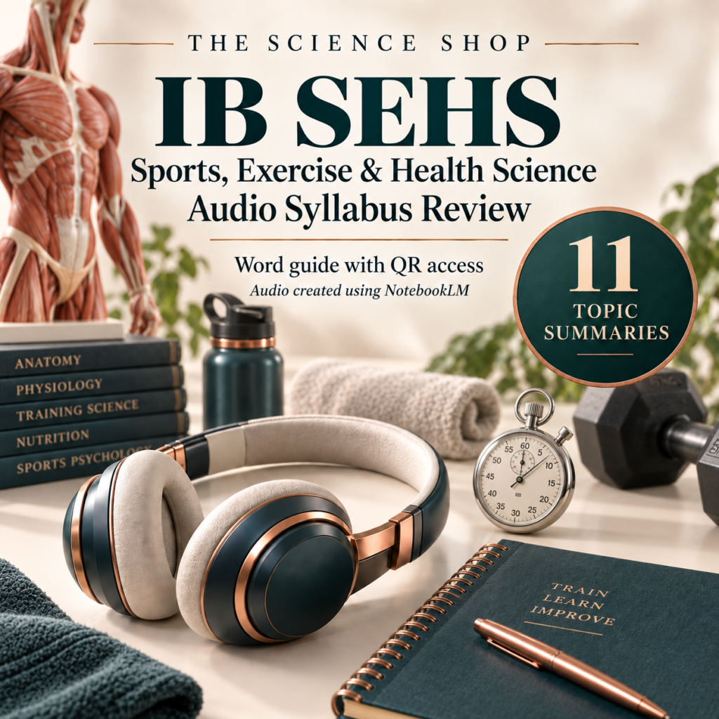 IB SEHS Audio Syllabus Review cover; audio created using NotebookLM