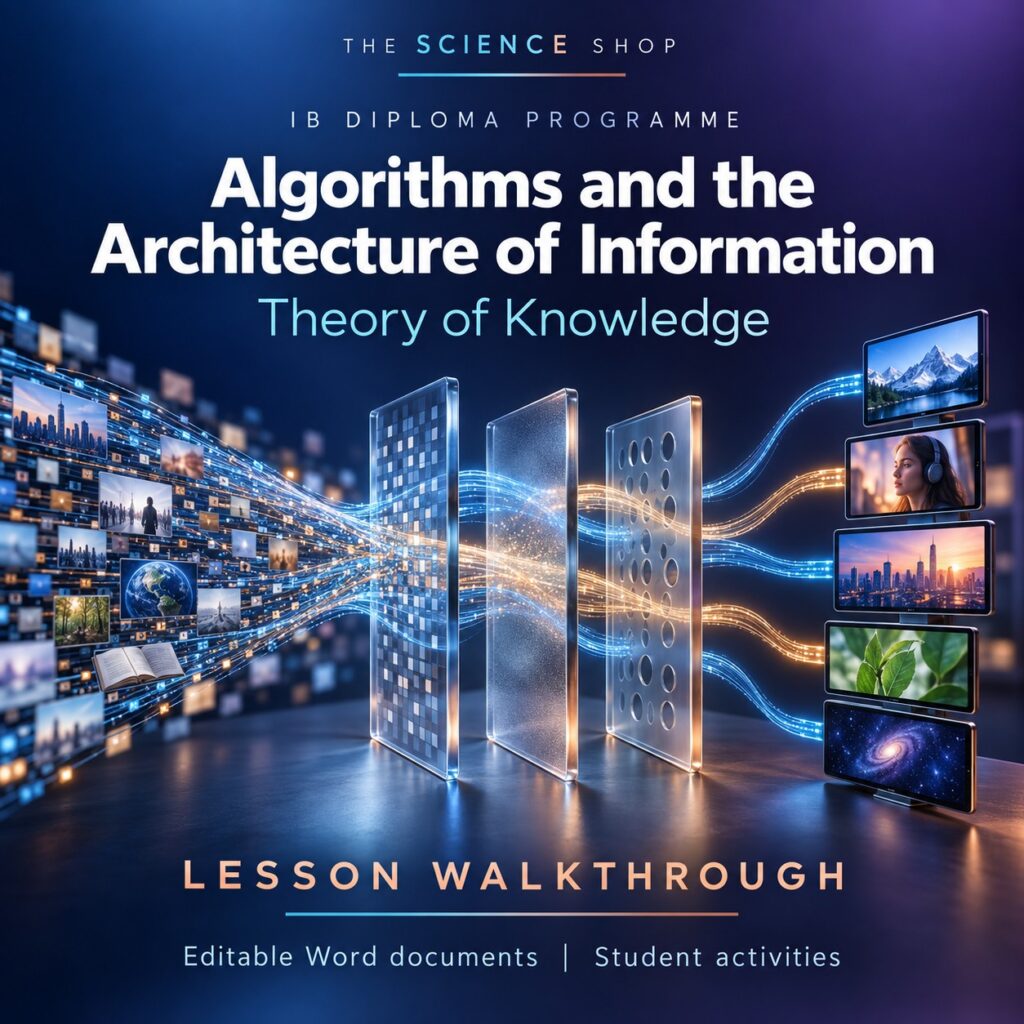 Algorithms and the Architecture of Information TOK lesson cover with original conceptual artwork.