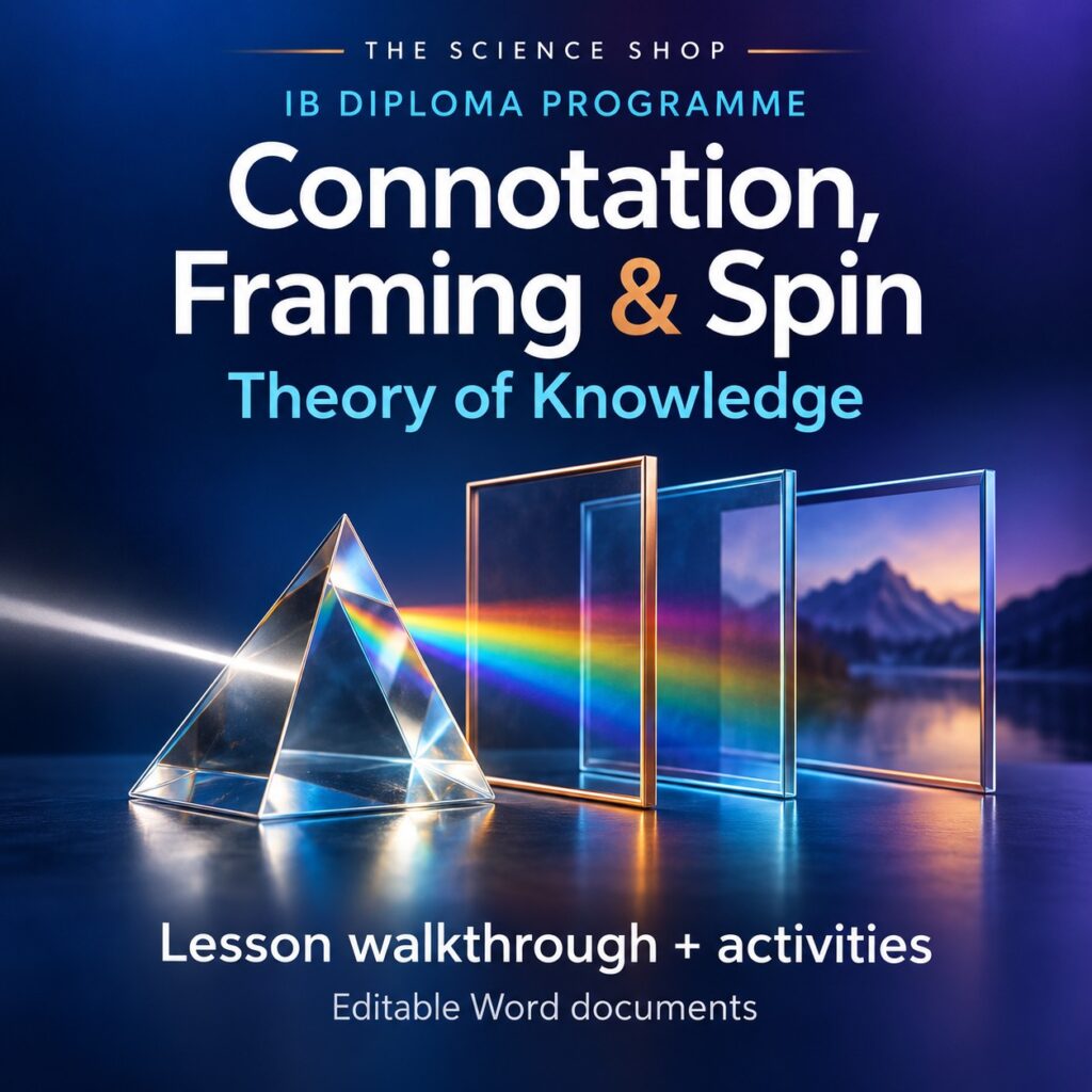 Connotation Framing and Spin TOK lesson cover with original conceptual artwork.