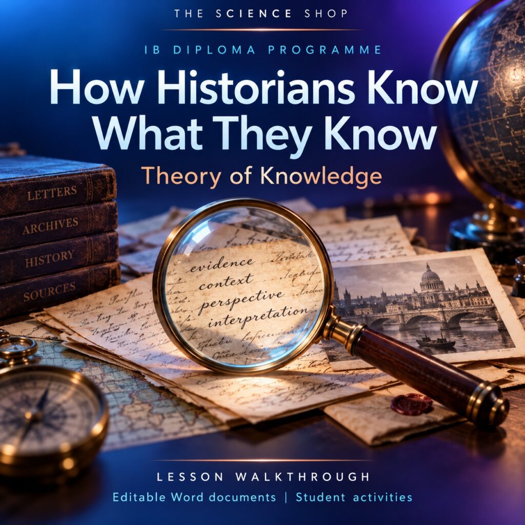 How Historians Know What They Know TOK lesson cover with original conceptual artwork.