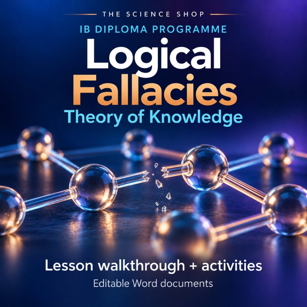 Logical Fallacies TOK lesson cover with original conceptual artwork.
