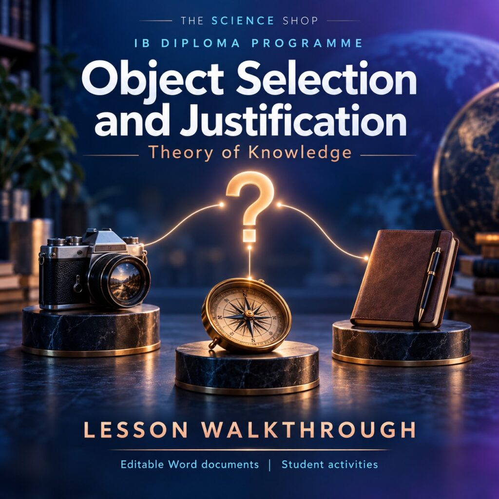 Object Selection and Justification TOK lesson cover with original conceptual artwork.