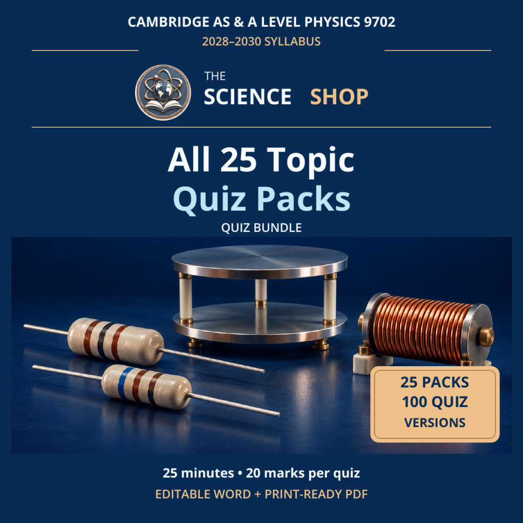 All 25 Topic Quiz Packs Bundle, Physics 9702, Science Shop: 25 packs and 100 original quizzes.
